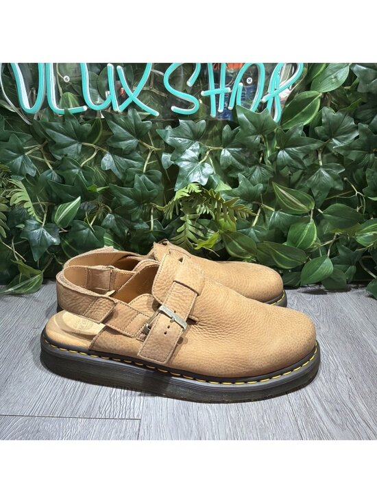 Dr Martens Jorge II Mens Size 13 Nubuck Tan Brown  Buckle Slide  Clogs